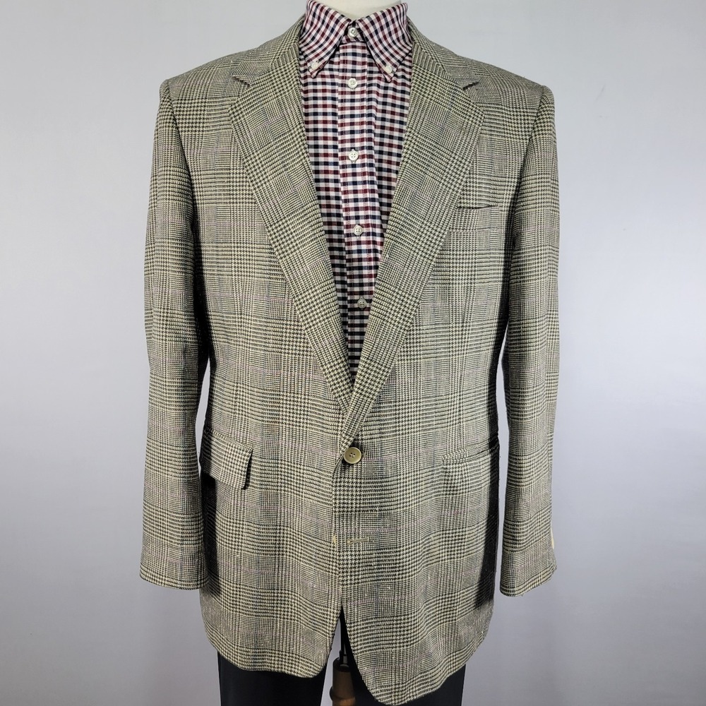 Haggar Men's Sport Coat Blazer Two Button Multi Color‎ Plaid Size 46L